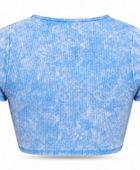 Lace-Up Crop Top Women’s Sky Blue Acid Wash B2B Low MOQ Manufacturer