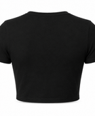 Customize Fitted Crop T-Shirt Women’s Black DTF Floral B2B