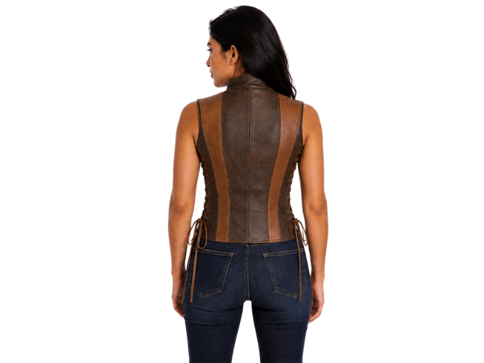 Halloween Panelled Lace Up Bodice Brown and Tan | B2B Low MOQ