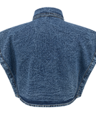 Women’s Blue Acid Wash Denim Button-Up Crop Top B2B Low MOQ