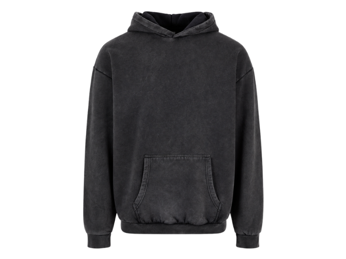 Custom Pullover Hoodie Charcoal Black Acid Wash B2B