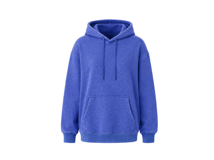 Royal Blue Acid Wash Pullover Hoodie B2B Low MOQ Manufacturer front design preview
