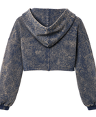 Custom Cropped Zip Hoodie Blue Grey Acid Wash B2B Low MOQ Manufacturer