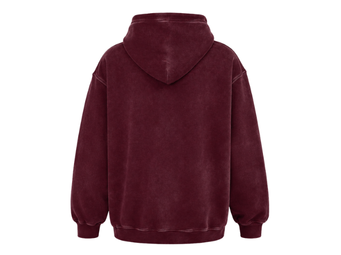 Pullover Hoodie Burgundy Acid Wash B2B Low MOQ Manufacturer