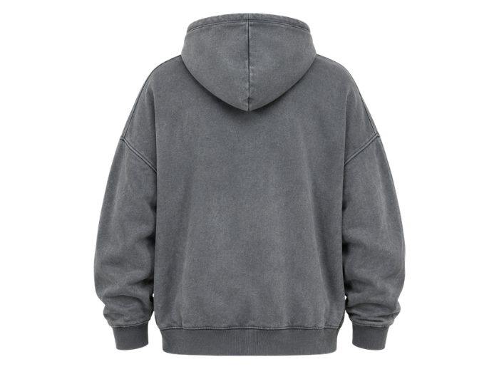 B2B Pullover Hoodie Charcoal Grey Acid Wash Custom Low MOQ Manufacturer