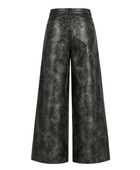 Women’s Faux Leather Wide Leg Pants Black with Washed Finish | B2B Low MOQ