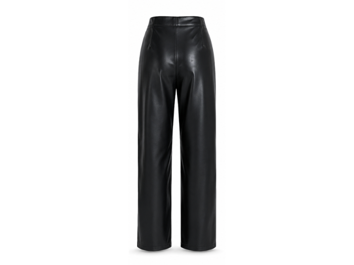 Women’s Petite Faux Leather Straight Leg Pants Black | B2B Low MOQ