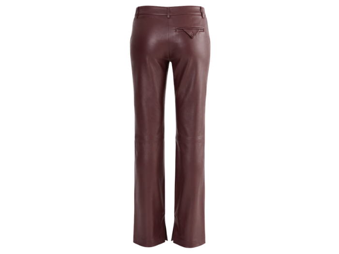 Women’s Leather Straight Leg Pants Burgundy | B2B Low M