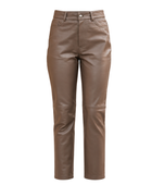 Women’s Leather Straight Leg Pants Taupe | B2B Low MOQ