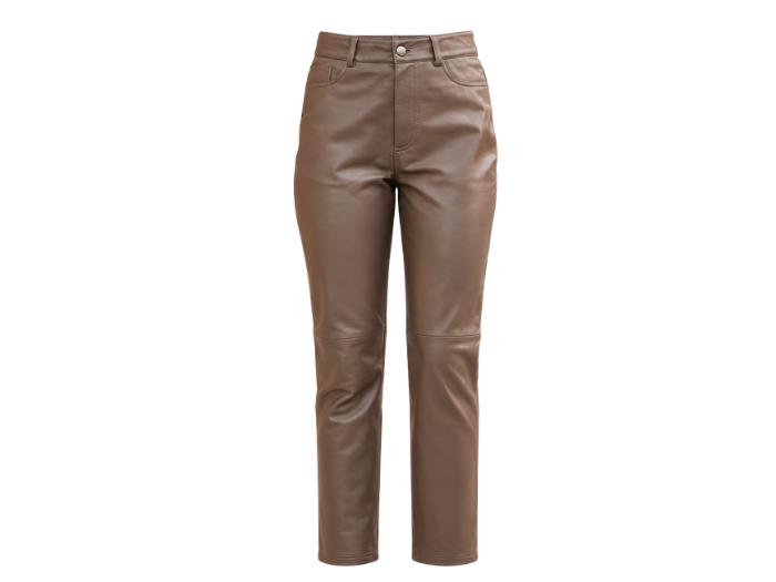 Women’s Leather Straight Leg Pants Taupe | B2B Low MOQ
