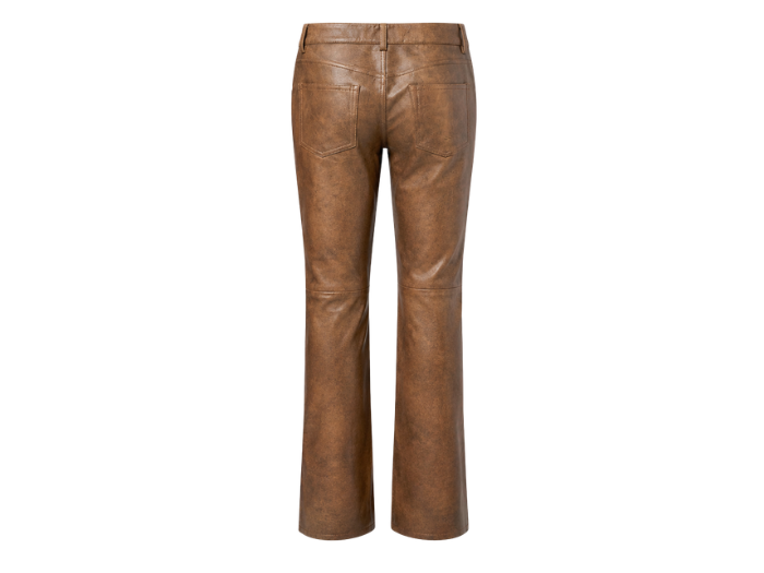 Women’s Leather Lace Up Straight Leg Pants Camel Brown | B2B Low MOQ