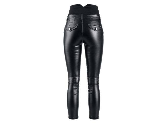 Women’s Faux Leather High Waist Skinny Pants Black | B2B Low MOQ