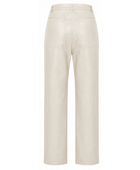 Women’s Faux Leather Straight Leg Pants Ecru with Textured Finish | B2B Low MOQ