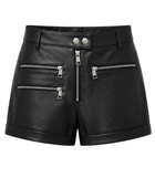 Women’s Leather Zipper Shorts Black | B2B Low MOQ