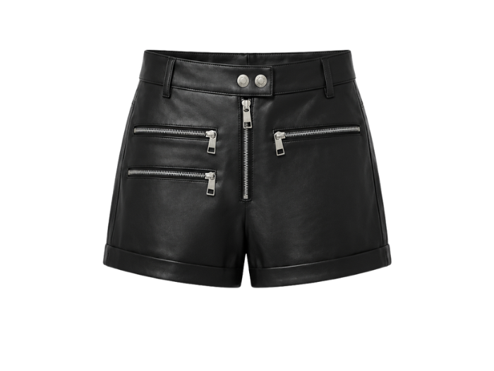 Women’s Leather Zipper Shorts Black | B2B Low MOQ front design preview