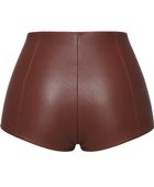 Women’s Faux Leather High Waist Mini Shorts Brown | B2B Low MOQ