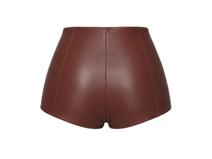 Women’s Faux Leather High Waist Mini Shorts Brown | B2B Low MOQ