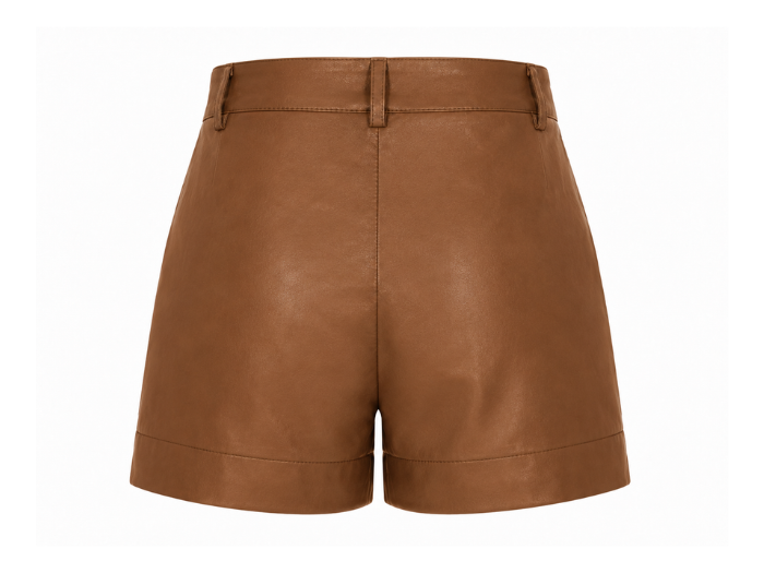 Women’s Faux Leather Tailored Shorts Brown | B2B Low MOQ
