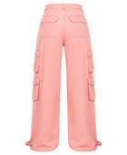 Multi-Pocket Cargo Pants Women’s Pink Acid Wash B2B Low MOQ Manufacturer