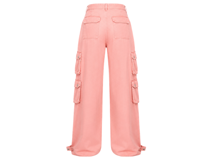 Multi-Pocket Cargo Pants Women’s Pink Acid Wash B2B Low MOQ Manufacturer