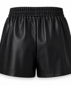 Women’s Faux Leather Elastic Waist Shorts Black | B2B Low MOQ