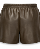 Women’s Leather Look Drawstring Shorts Dark Brown | B2B Low MOQ