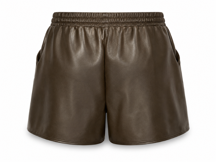 Women’s Leather Look Drawstring Shorts Dark Brown | B2B Low MOQ