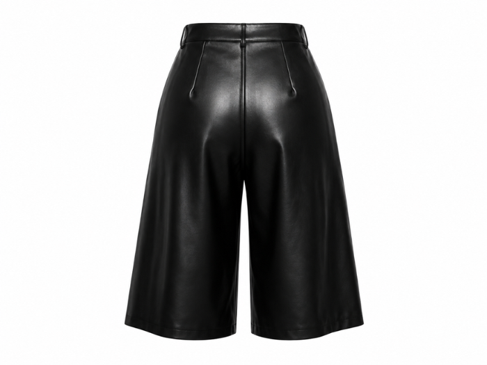 Women’s Faux Leather Bermuda Shorts Black | B2B Low MOQ