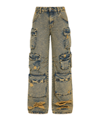 Custom Cargo Pants Tan Blue Acid Wash B2B Low MOQ Manufacturer