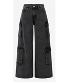 B2B Wide-Leg Cargo Pants Charcoal Black Acid Wash Custom Low MOQ Manufacturer