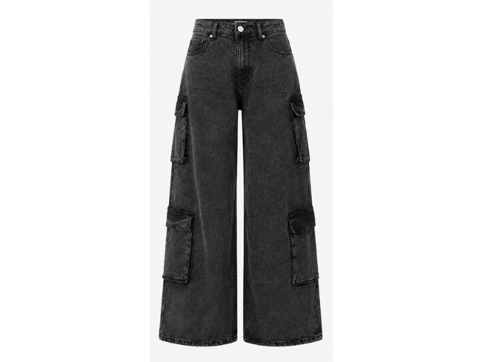 B2B Wide-Leg Cargo Pants Charcoal Black Acid Wash Custom Low MOQ Manufacturer
