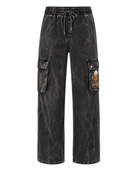 Customize Cargo Pants Black Acid Wash Drawstring B2B Low MOQ Manufacturer