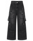Custom Acid Wash Multi-Pocket Wide-Leg Cargo Pants B2B Low MOQ Manufacturer