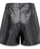 Women’s Faux Leather Patch Pocket Shorts Black | B2B Low MOQ