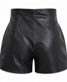 Women’s Faux Leather Pleated Shorts Black | B2B Low MOQ