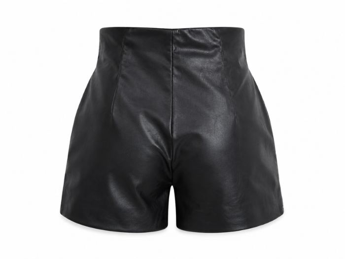 Women’s Faux Leather Pleated Shorts Black | B2B Low MOQ