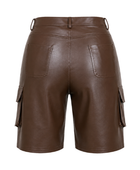 Women’s Faux Leather Cargo Bermuda Shorts Brown | B2B Low MOQ