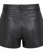 Women’s Leather Tailored Shorts Black with Back Patch Pockets | B2B Low MOQ