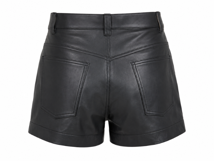 Women’s Leather Tailored Shorts Black with Back Patch Pockets | B2B Low MOQ