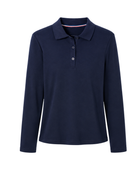 School Long Sleeve Fitted Picot Collar Polo Navy Blue | B2B Low MOQ Wholesale