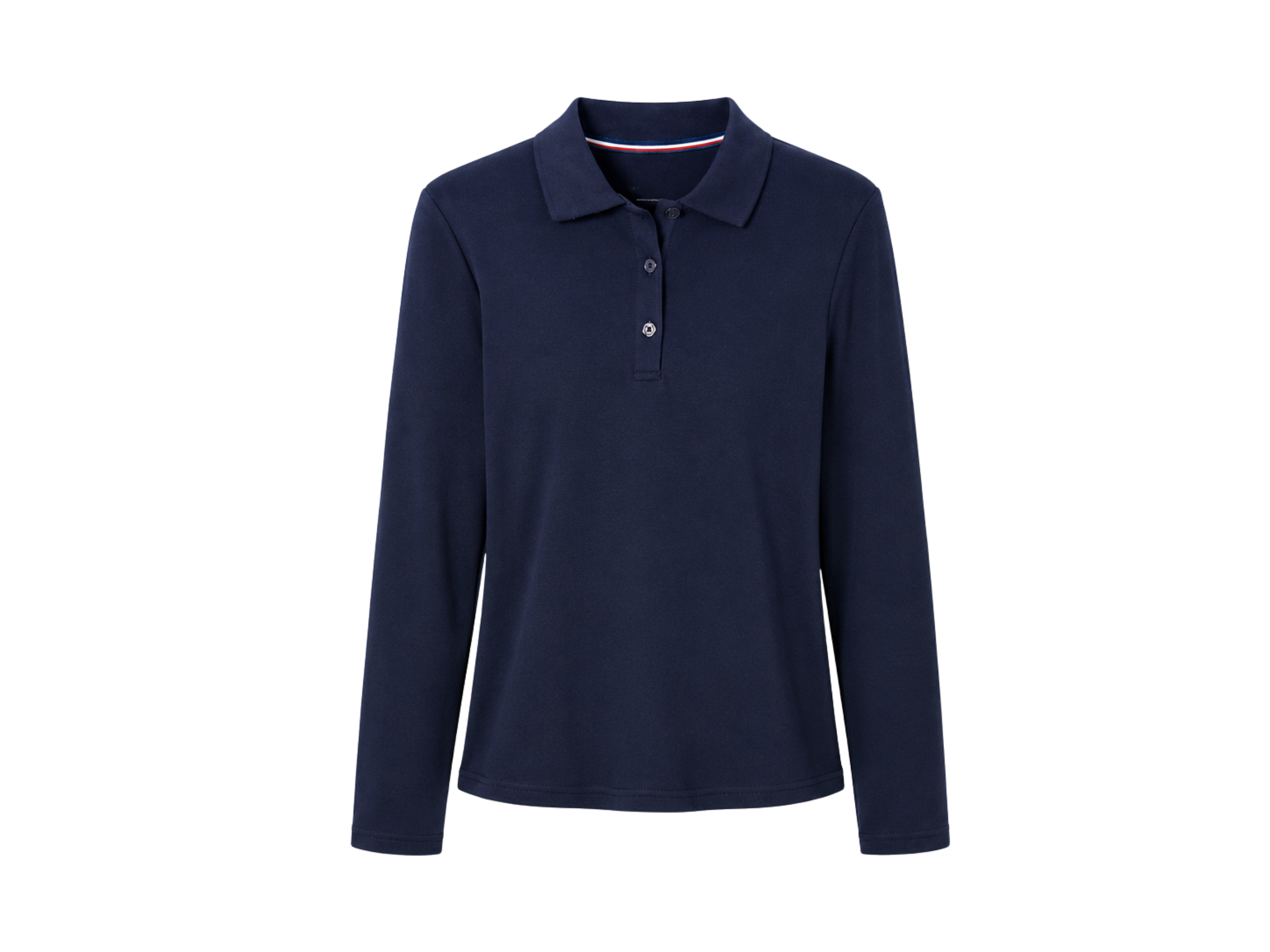 School Long Sleeve Fitted Picot Collar Polo Navy Blue | B2B Low MOQ Wholesale