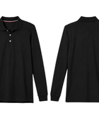 Custom School Uniform Long Sleeve Polo Shirt Black B2B School Uniform Manufacturer