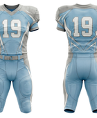 Wholesale Powder Blue American Football Uniform Set – Polyester Jersey & Pants