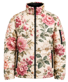 Stand-Collar Floral-Print Sublimated Puffer Jacket – Cream, Pink, Red and Green | B2B Low MOQ