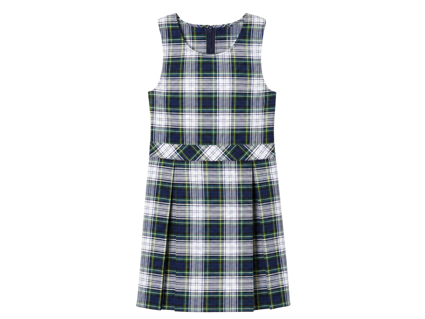 School Plaid Box Pleat Jumper Blue Green White | B2B Low MOQ Wholesale