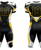 Wholesale Black and Yellow American Football Uniform Set – Polyester Teamwear
