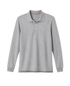 Custom School Uniform Long Sleeve Polo Shirt Grey B2B School Uniform Manufacturer