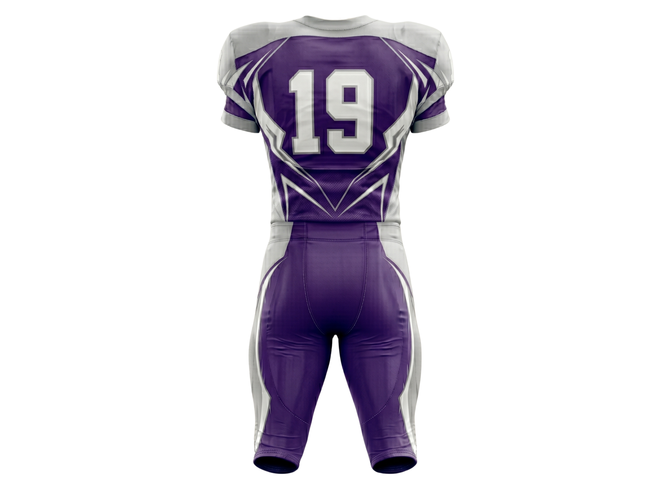 Wholesale Purple and Silver American Football Uniform Set – Polyester Jersey & Pants