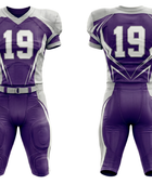 Wholesale Purple and Silver American Football Uniform Set – Polyester Jersey & Pants