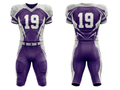 Wholesale Purple and Silver American Football Uniform Set – Polyester Jersey & Pants